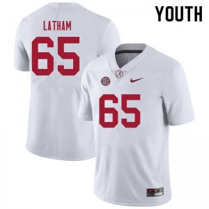 NCAA Youth Alabama Crimson Tide #65 JC Latham Stitched College 2021 Nike Authentic White Football Jersey XD17K04WG